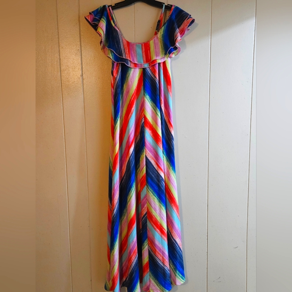Truly Me by Sara Sara Multicolor Chevron Maxi Dress - Size 16